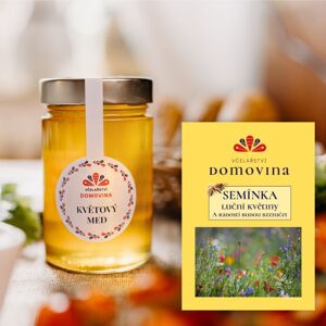 Včelařství Domovina Med květový jarní 400 g a semínka luční květiny