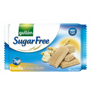 Gullón Vanilla waffer oplatky s vanilkovou příchutí bez cukru 180 g
